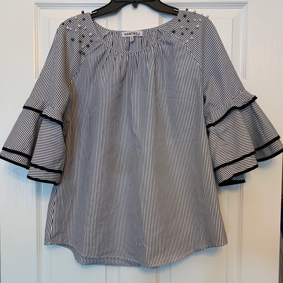 Bell Sleeve Striped Blouse - Picture 1 of 2
